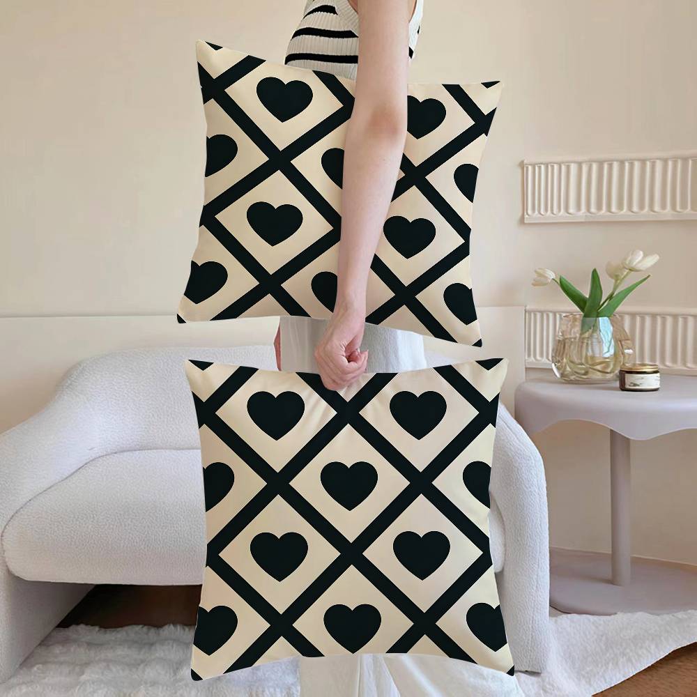 Fashion Love Heart Pillow Case Sofa and Living Room Decorative Cushion Covers Dustproof and Miteproof Invisible Zipper