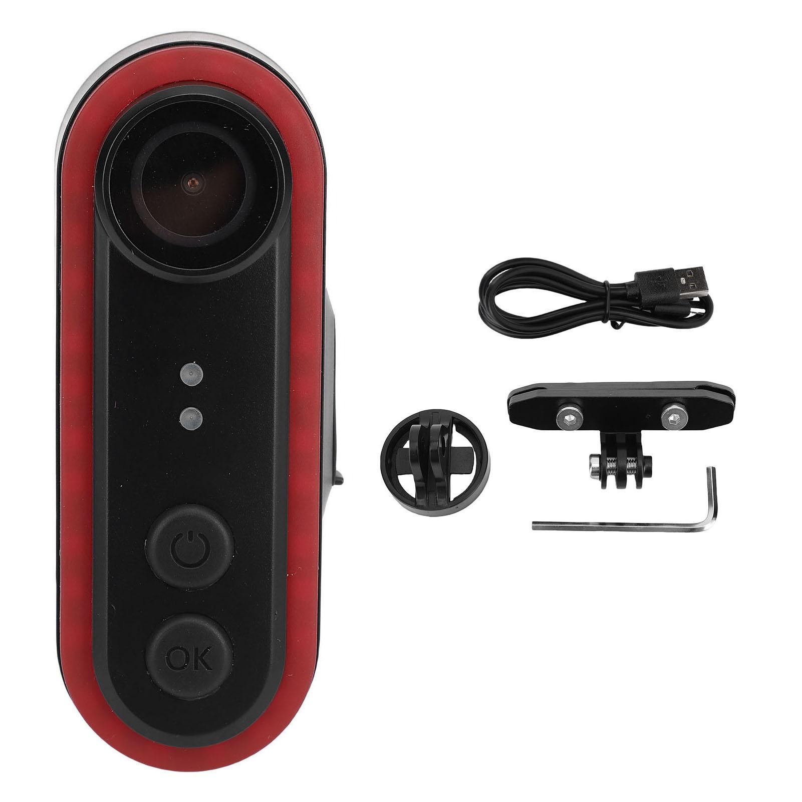 Igeteck Light Bike Camera With Tail 1080P Hd Ipx6 Water Proof App Control Loop Recording Wide Angle Bike Rear View Camera For