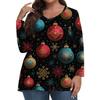 Women's Fashionable Casual Long Sleeved Plus Size  Print Top Plus Size Floral Print Top