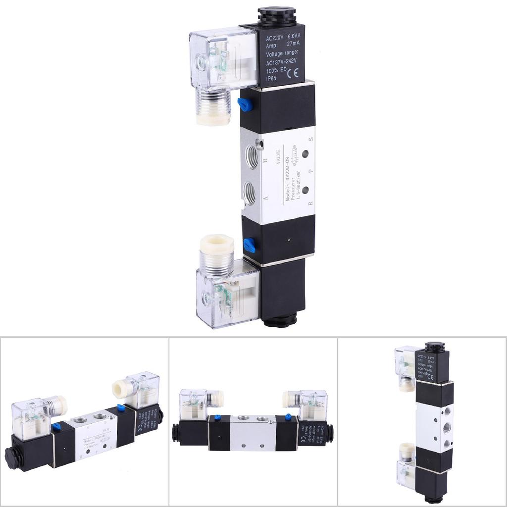 4V220 08 1 4  Inlet Outlet 1 8  Exhaust Pneumatic Solenoid Air Valve 2 Position 5 Way(AC220V)