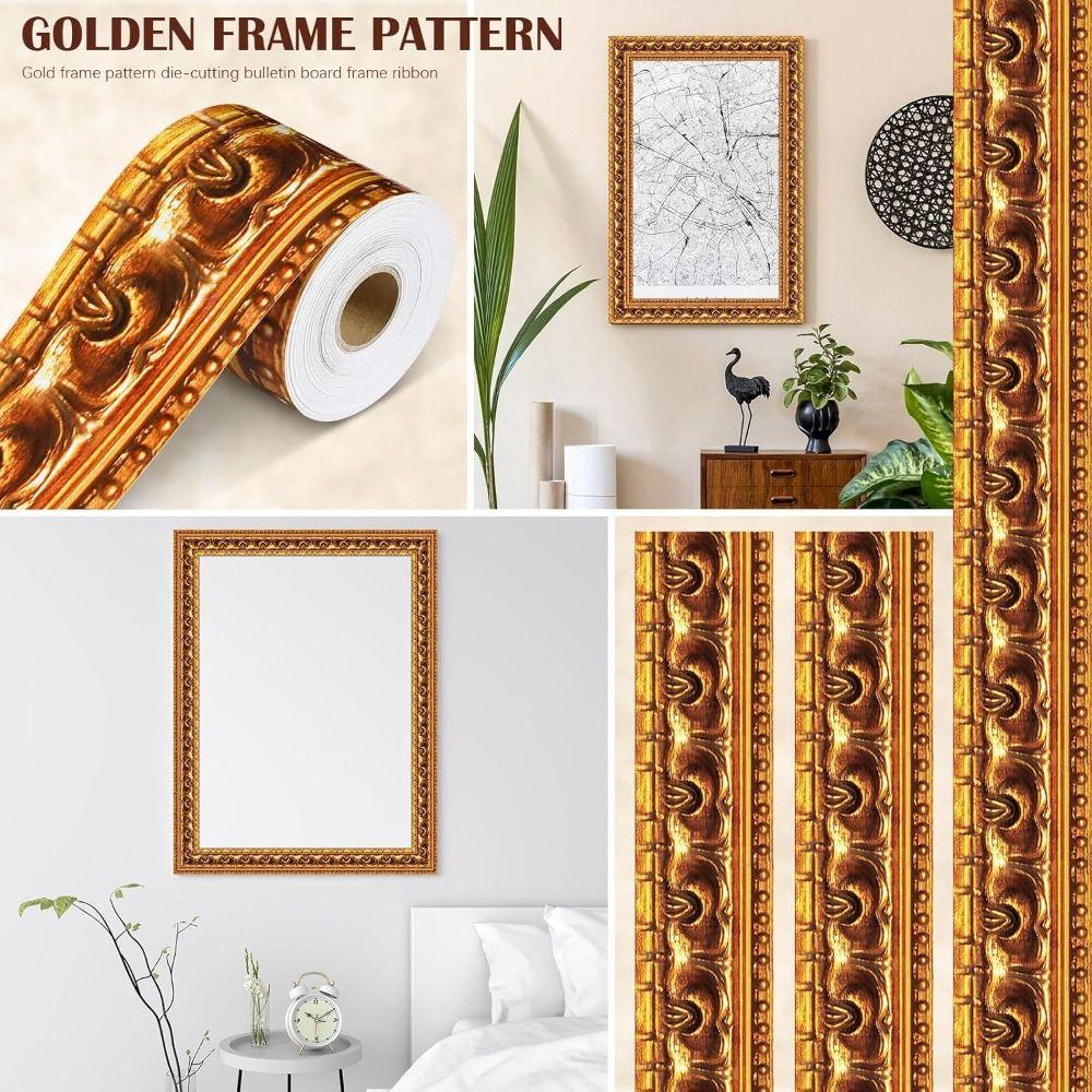 New Self-Adhesive Border Decorative Sticker Gold Vintage Photo Frame DIY Poster Border Stickers Party Decoration
