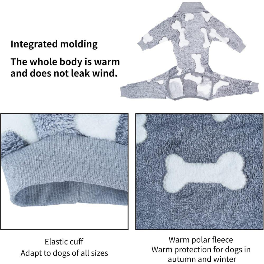 Pet Warm Clothes Comfortable Flannel Dog Pajamas Dog Loungewear Dog Onesies Small Dogs Four Legs Full Coverage
