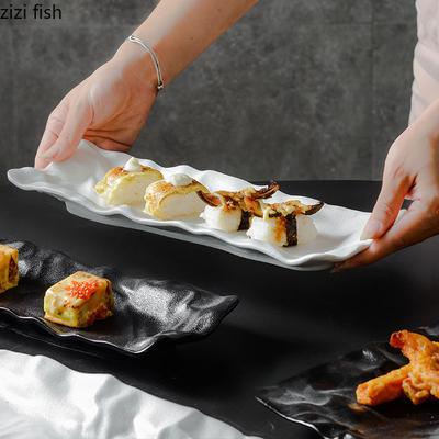 Kreatywny ceramiczny talerz obiadowy Restauracja Plisowana tekstura Talerz do sushi Talerz do sashimi Talerzyki na przekąski Talerze na ryby Sztućce w jednolitym kolorze