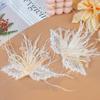 White Lace Feather Pearl Crystal Floral Wire Headwear & Brooch Accessories for Shoes and Hats