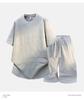 Trendy Men's Summer Jacquard Short Sleeve Round Neck T-shirt Set