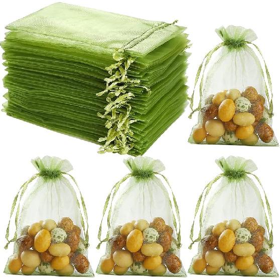 Hopttreely 100PCS Premium Sheer Organza Bags, White Wedding Favor Bags, 4x4.72 Jewelry Gift Bags for Party, Jewelry, Christmas, Festival, Bathroom