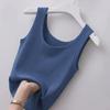 Plus-Size Women's Slim-Fit Sleeveless Ribbed Vest, Ice Silk, Versatile for Outerwear or Base Layer, Tight-Fitting Tank Top Style