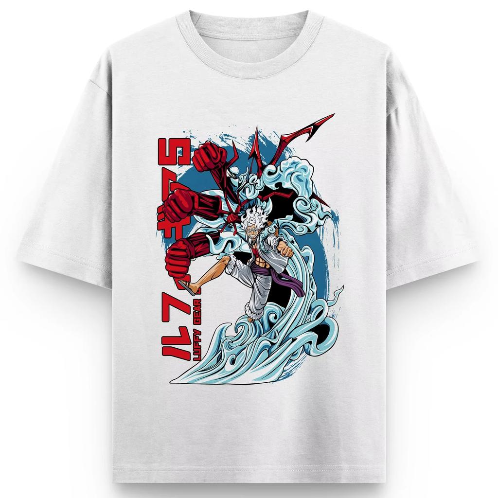 One Piece Anime Shortsleeved Tshirt  Nekoluffy Print  Classic Mens Summer New Style  100 Pure Cotton Shirt
