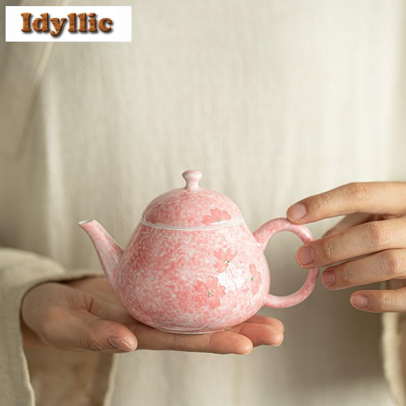 170ml Handgeschilderde Reliëf Kersenbloesem Theepot Japanse Thee Infuser Pot Thee Trekkoker Met Gat Voor Bal Thee Services Ambacht