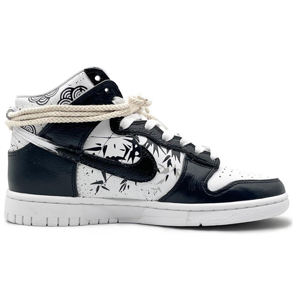 Nike Dunk High EIGHT% Bamboo Dye Slip Resistant Lightweight High top Skateboard Shoes Unisex Black White D02321-111(Team131-)