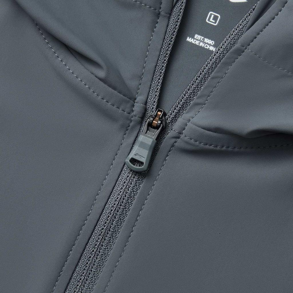 Li-Ning Fitness Series Sports Casual Simple Solid Color Hooded Jacket Men Jacket Thunderstorm-Gray AFDV613-8