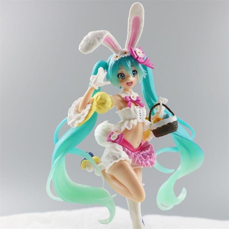 22CM Anime Hatsune Miku adorable girls Cute And Charming pvc Model Doll Figurals Rabbit ears Collect ornaments Xmas Playthings gifts