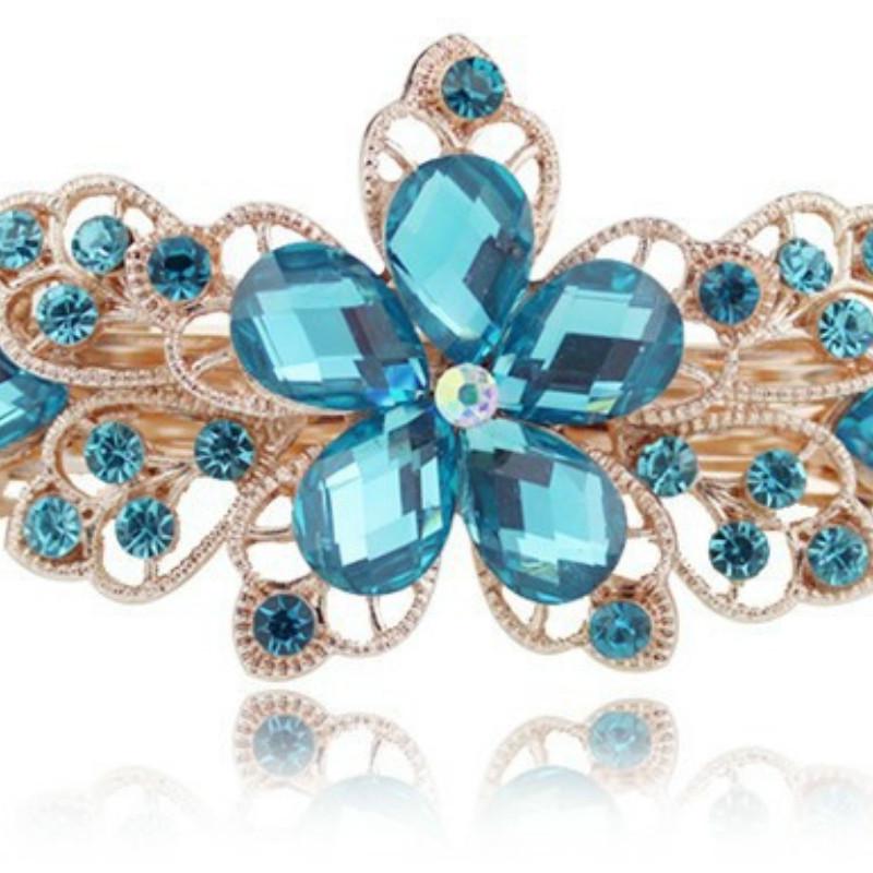 

Женская заколка для волос с цветком и стразами, весенняя заколка для волос, заколка для волос