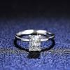 Bague Ouverte Réglable Femme Avec Moissanite Géométrique Coupe Émeraude 1ct Argent Sterling Fiançailles Promesse