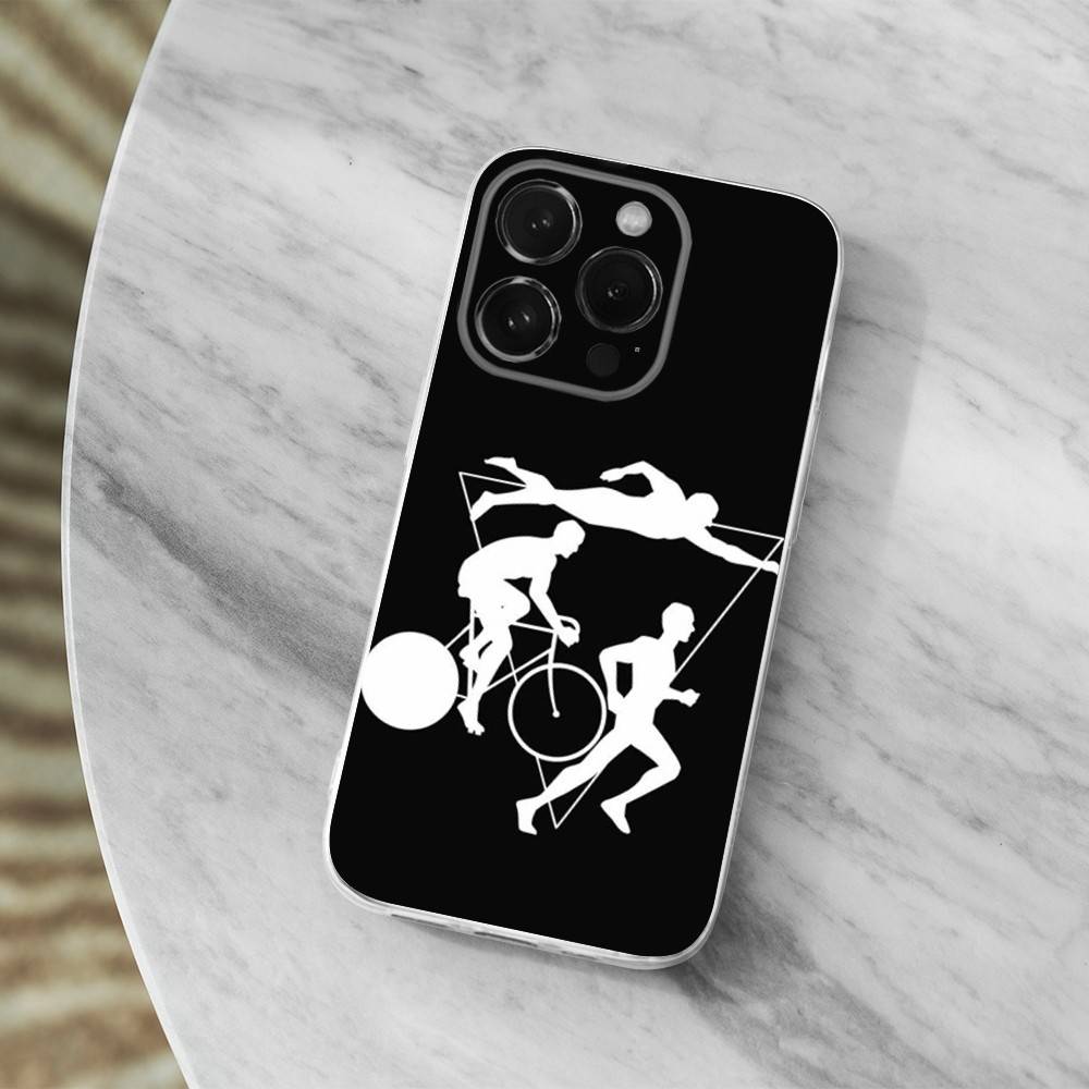 Triathlon Schwimmen Radfahren Laufen Für iPhone Max,14,SE,12,15,Pro,17,Plus,11,XS,Mini,16,X,13,XR,Transparente Weiche Hülle