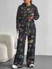 European and American Autumn/Winter 1116 Casual Vintage Floral Long-Sleeve Set, Women's Hoodie Sweatshirt and Long Pants Two-Piece Set