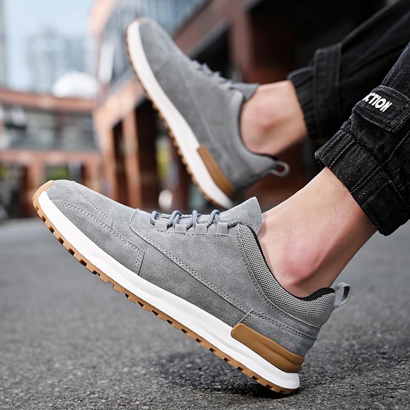 Fashion Genuine leather men's sports shoes Comfortable quality versatile style Leisure Outdoor Street daily youth Classic black shoes