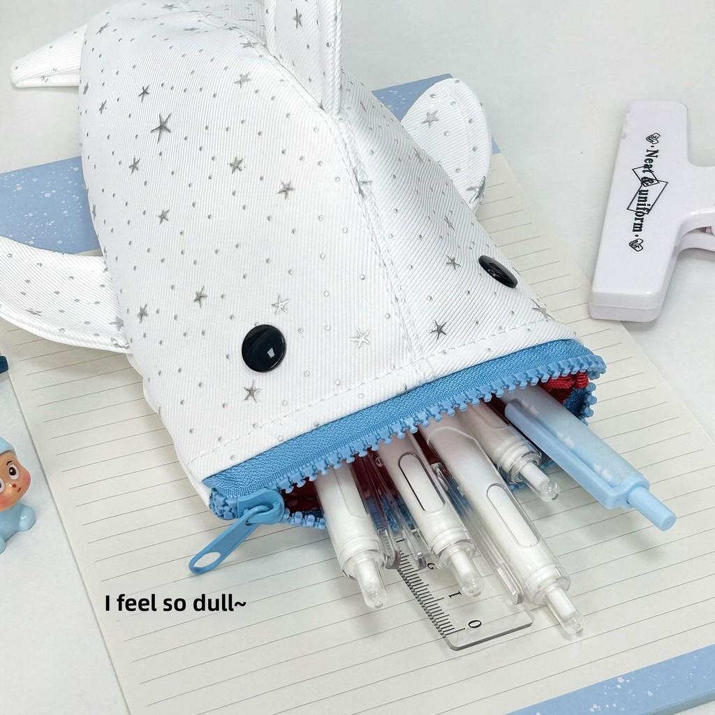 Astuccio a Forma di Squalo Stellato in Tela con Design Carino per Bambini e Ragazzi