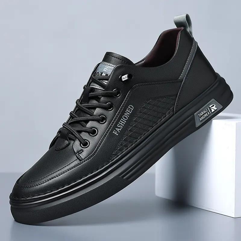 

Men s shoes fashion casual really super soft leather little white shoes men s leather shoes soft sole non-slip board shoes light elastic shoes 44