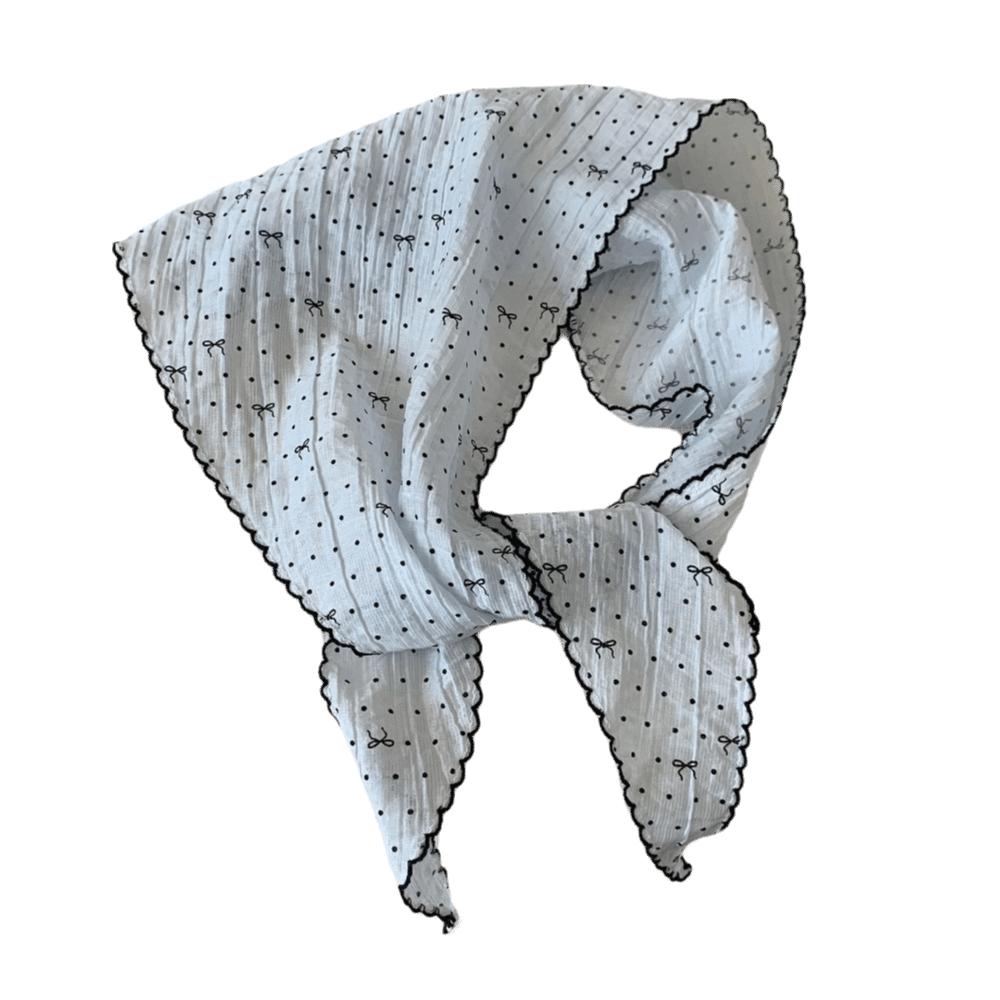 French Korean Neckerchief Bow Headband Turban Sweet Style Polka Dot Triangle Headscarf  Sunscreen