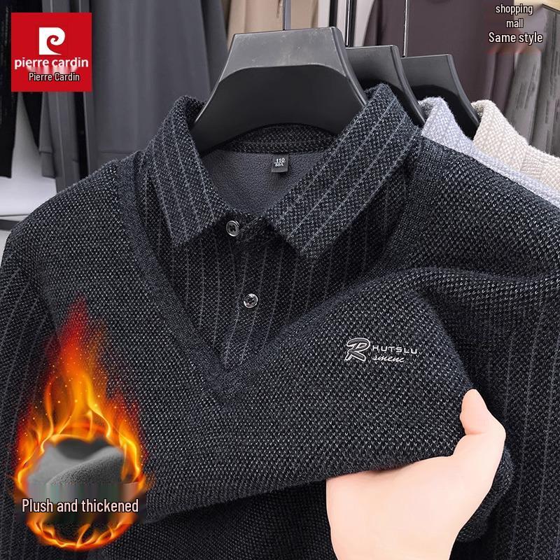 

Мужской трикотажный свитер Pierre Cardin из 100% кашемира на флисовой подкладке с воротником-стойкой 170/L for 120-135 lbs