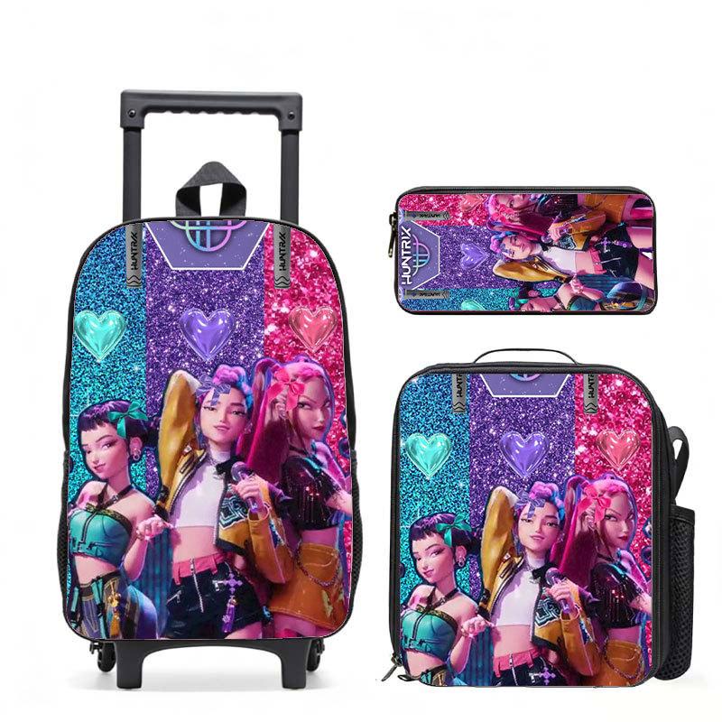 Series School Bag Large Capacity Tie Rod Bag Burden Reduction Student Backpack Children'S Backpack Trailing Backpack