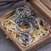 Never Fade Norse Ouroboros Dragon Snake Pendant Necklace with Wooden Gift Box