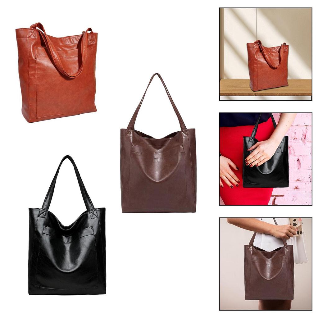 Women Shoulder Bag Fashion Purse Large Capacity PU Leather Satchel Top Handle Handbag for Beach Commuting Work Travel Ladies