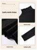 Women's Slim Fit Black Modal Long-Sleeve Mid-Neck Top for Autumn/Winter