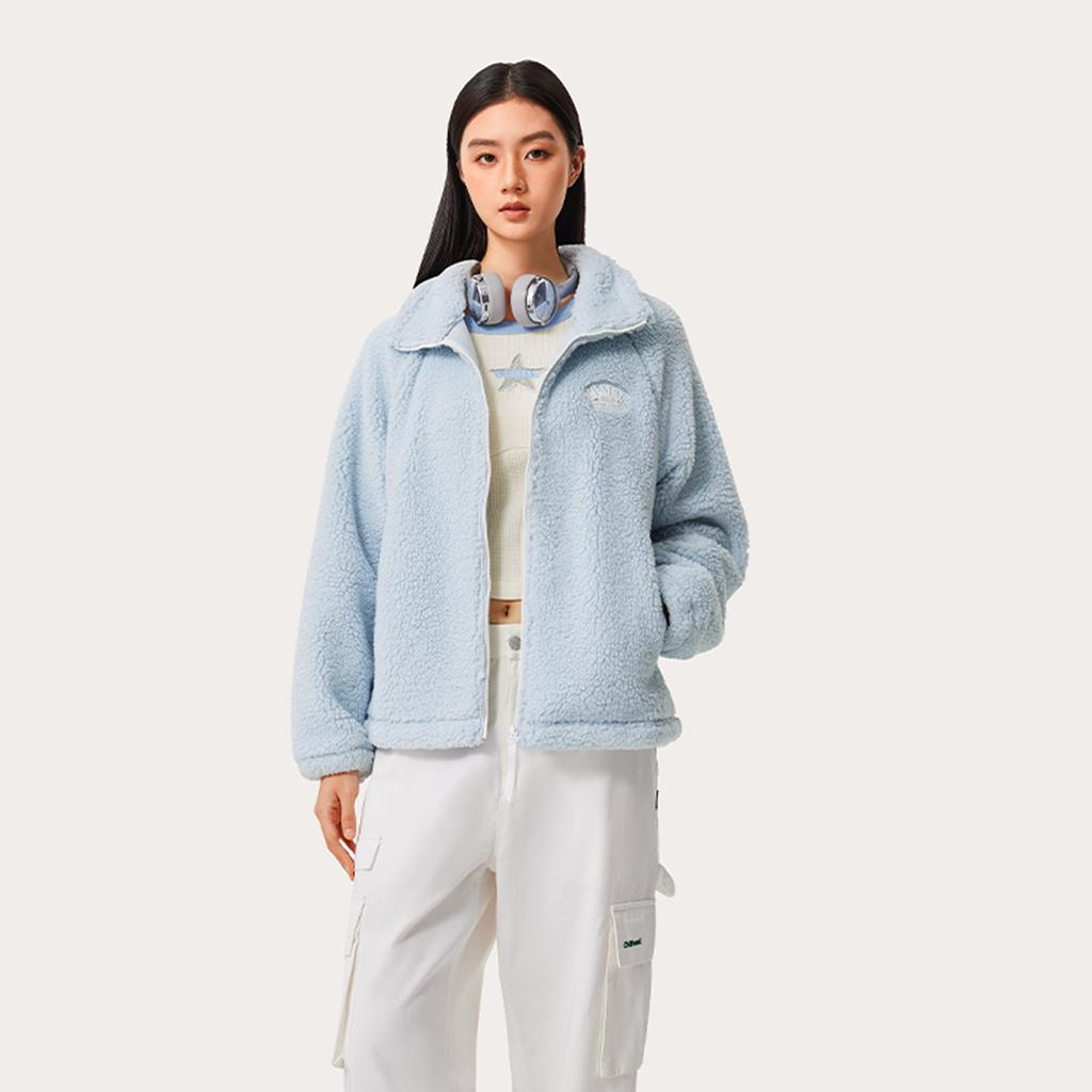 Li Ning Bequeme Lässige Minimalistische Stehkragen Reißverschluss Fleecejacke Damenjacken Wolkenblau AFDUD66-3
