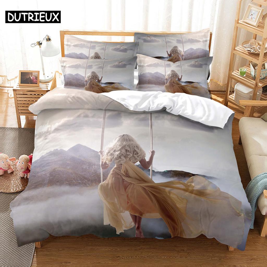 Komplettes Bettbezug-Set mit Kissenbezug - King, Doppel, Queen, Twin, Einzel, Full Größen für Kinder und Erwachsene, 3D Landschaftsdesign