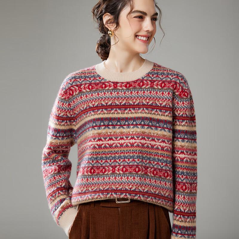 Damen Verdickter Kaschmir-Mischpullover mit Rundhalsausschnitt