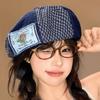 Y2k Denim Berets Korean Painter Cap Retro Patch Splicing Beret  Streetwear