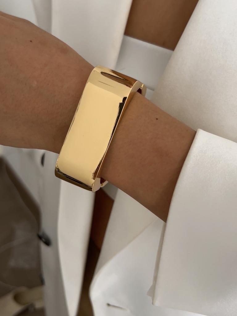 Ingemark Punk Vintage Geometrico Heavy Metal Bracciali a Molla per Donne Hip Hop Colore Oro Braccialetti a Bracciale Aperto Gioielli per Coppia Uomini