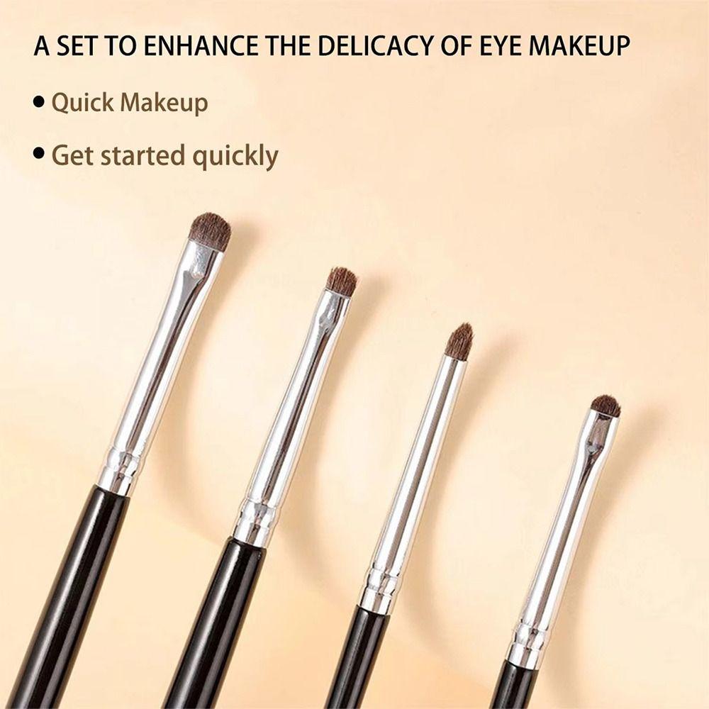 4Pcs/Set Small Angle Eyeshadow Brushes Precise Detail Eyelid Highlighter Makeup Brushes Lying Silkworm Soft Hair