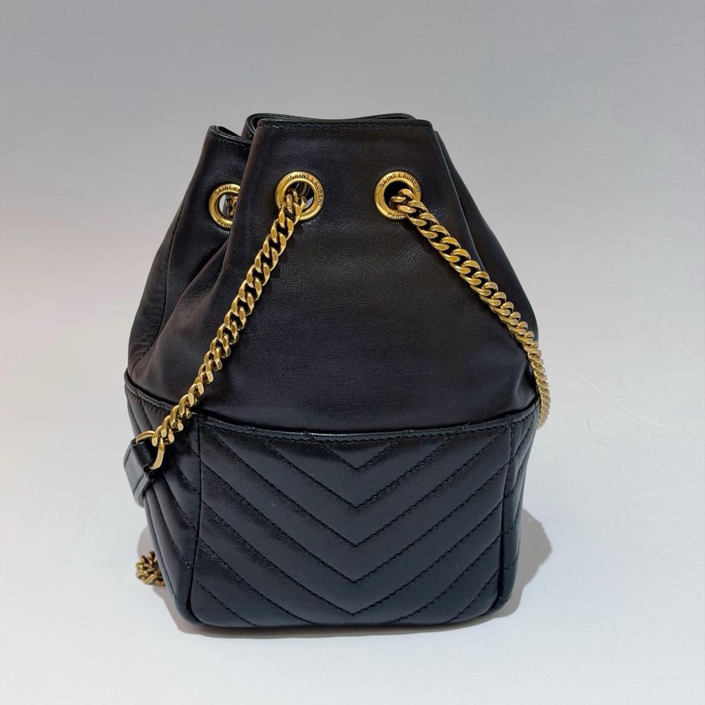 [Pre-Owned] Saint Laurent Joe Chevron Bucket Bag 'Black' - Excellent #PBMPZQ