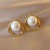 Pearl New Pearl Earrings Cold Wind Irregular Geometric Hollow Earrings Stud Earrings