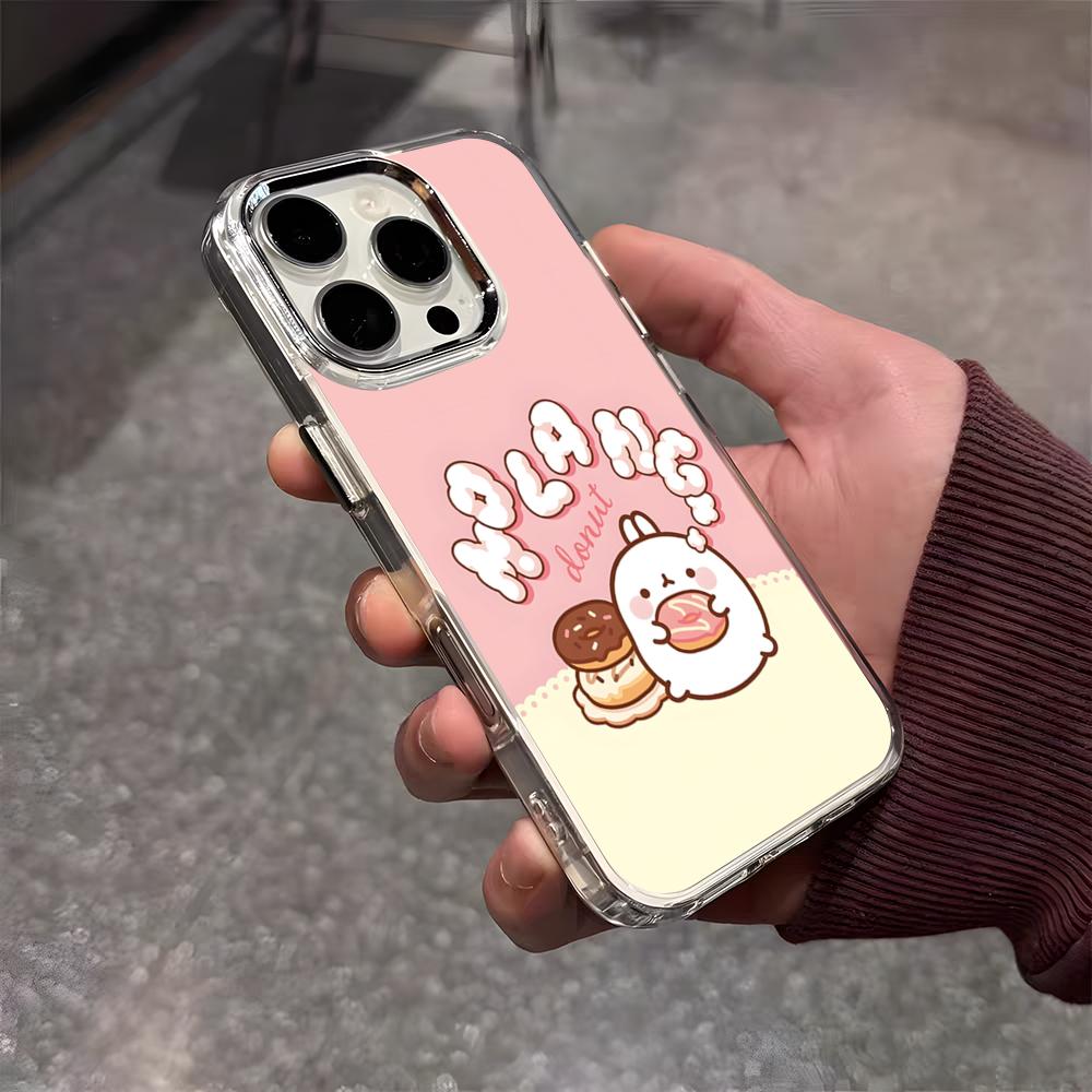 Cartoon M-Molang Phone Case For IPhone 17 Air 16 E 15 14 13 12 11 Plus Pro Max Electroplated Transparent Soft Shell
