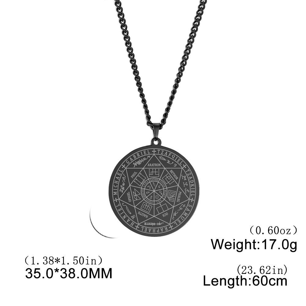 LIKGREAT Seal Of The Seven Archangels Necklaces Stainless Steel 7 Archangels Pendant Protection Amulet Vintage Kabbalah Jewelry