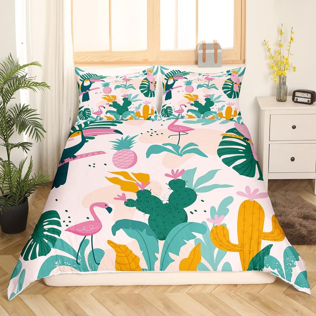 Woodland Theme King Queen Duvet Cover Cute Cartoon Animal Bedding Set Bear Tree Wildlife Comforter Cover Polyester Quilt Cover