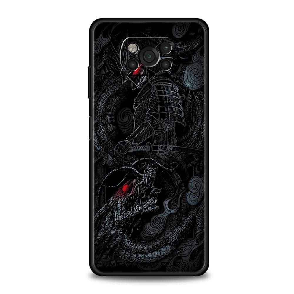 Phone Case For Xiaomi Poco X6 X5 X4 Pro 5G X3 NFC F5 F4 M5 M4 M3 F3 GT C51 C50 C55 Black Cover Illusory Color Chinese Dragon
