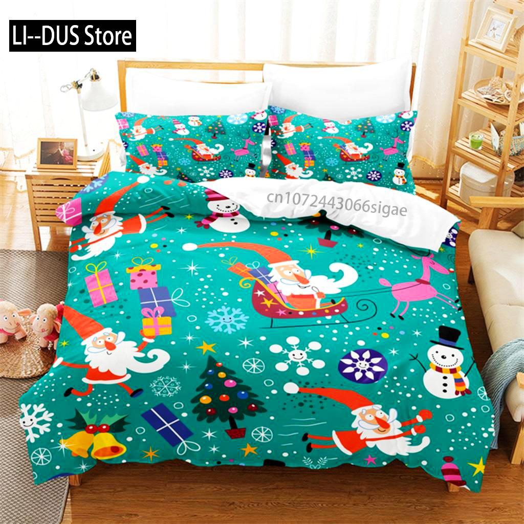 Comforter Cartoon Santa Claus Bedding Set 3D Bedding Digital Printing Queen Size Bedding Set Fashion Design