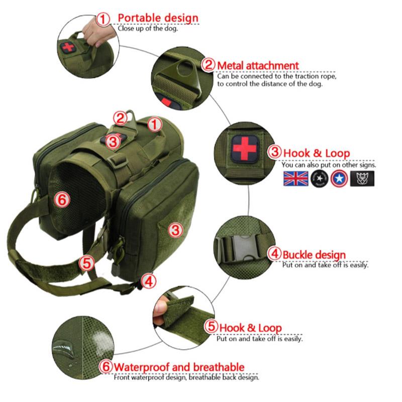Tactical Dog Harness K9 Vest Police Service Dog Clothes Molle Pouches Training Accessories Airsoft Hunting Vests