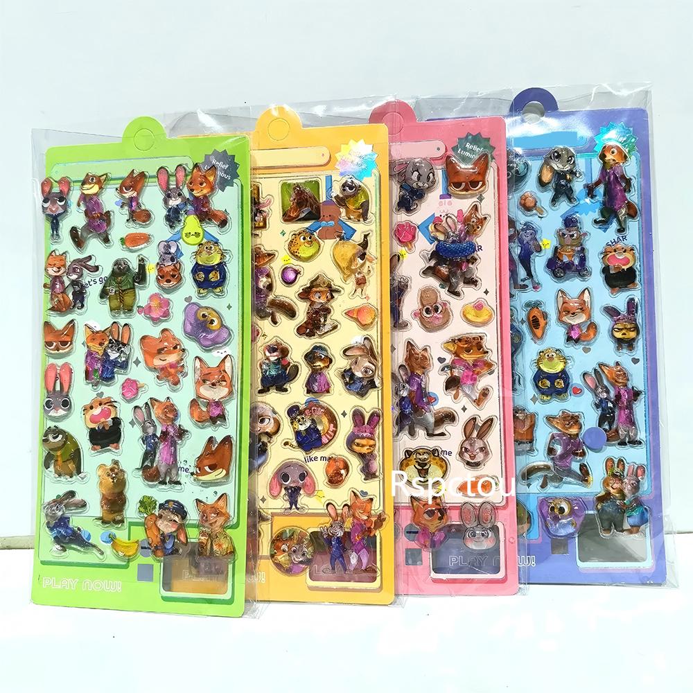 

4pcs Cute Anime Zootopia Bubble Stickers Funny Cartoon Puffy Sticker Laptop Phone Luggage Reward Decals Decoration 3D S 2 Kid Friendly Entertaining