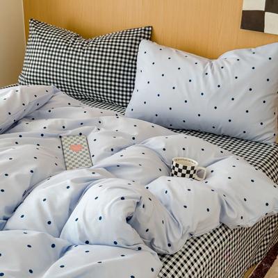 Ins Simple Blue Dot Bedding Sets  New Girls Bed Sheet Set Four Piece With Pillowcases Dormitory Quilt Set No Filling