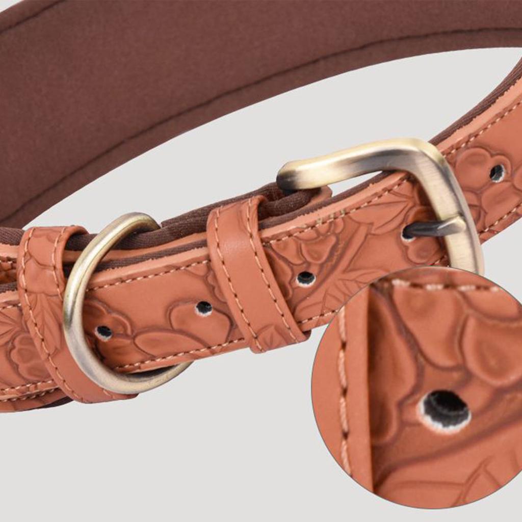 Embossed Leather Dog Collar Adjustable Dog Collars for Outdoor Walking Medium Large Puppy Collar Pet Training Supplies