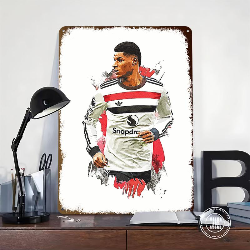 Marcus RashSports Car Football Art Metal Poster Customized Wall Art Retro Vintage Tinplate Signs for Man Cave Gaming Decoration