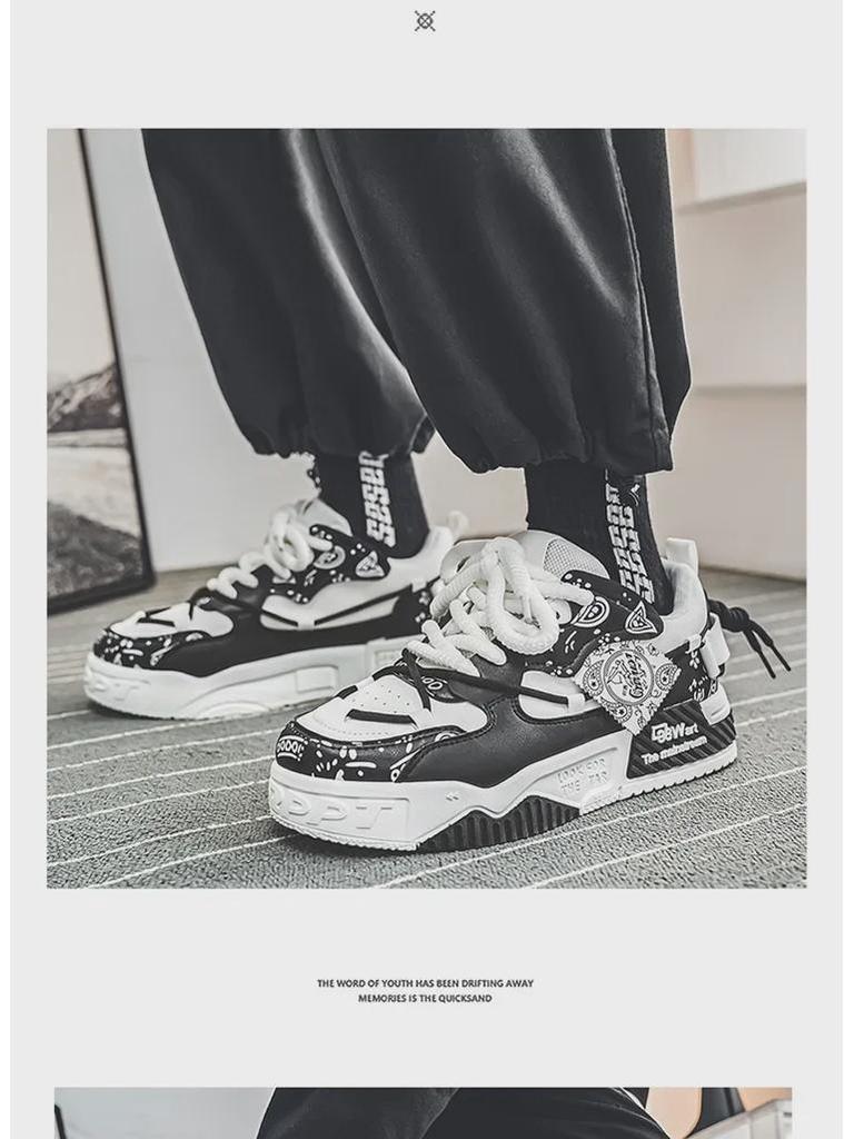 Men's National Style Trendy Autumn Casual Sports Shoes with Thick Sole