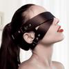 A unique and unconventional couple's accessory - a sexy and abstinent cross-piece black leather ear cover.