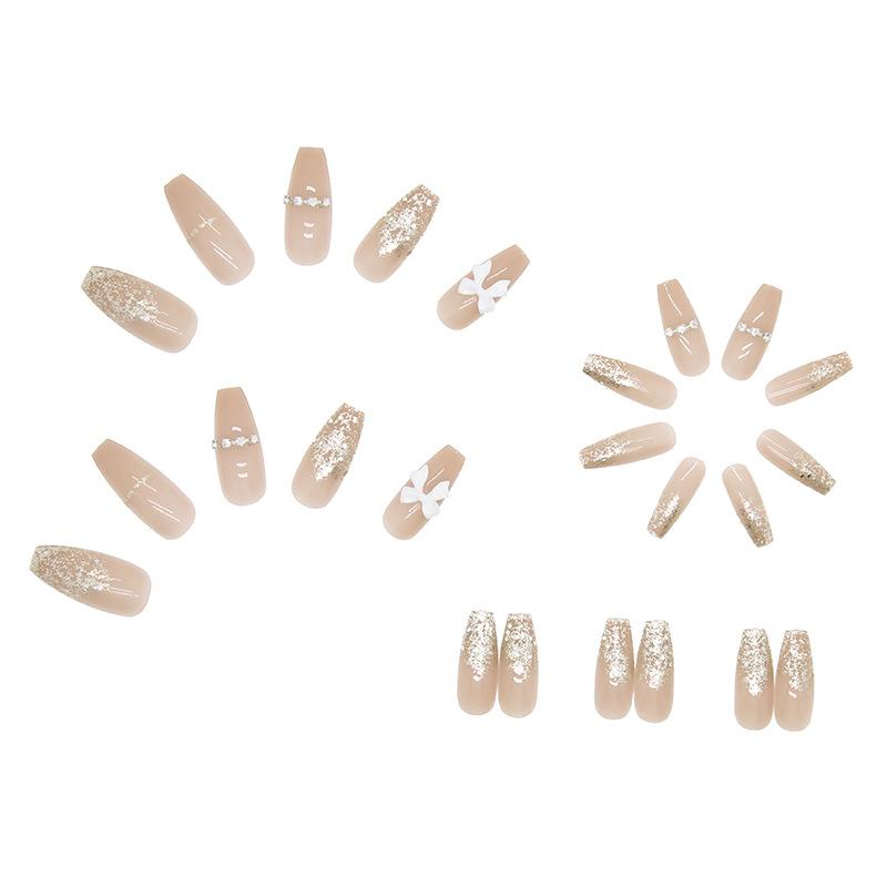 Wearable Nail Sticker Ice Transparent Bow Nail Piece Nail Piece Removable Nail Patch, Finished Nail Sticker